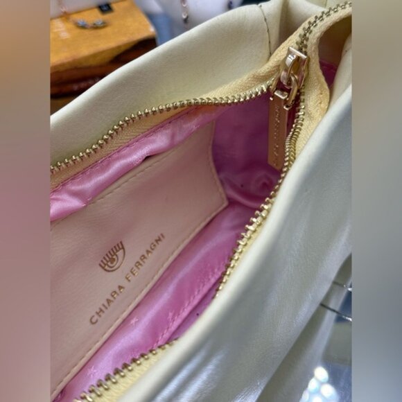 🆕 CHIARA FERRAGNI 🧿 NWOT Mini Eyelike Symbol Shoulder Bag, Pale Yellow - Picture 7 of 13